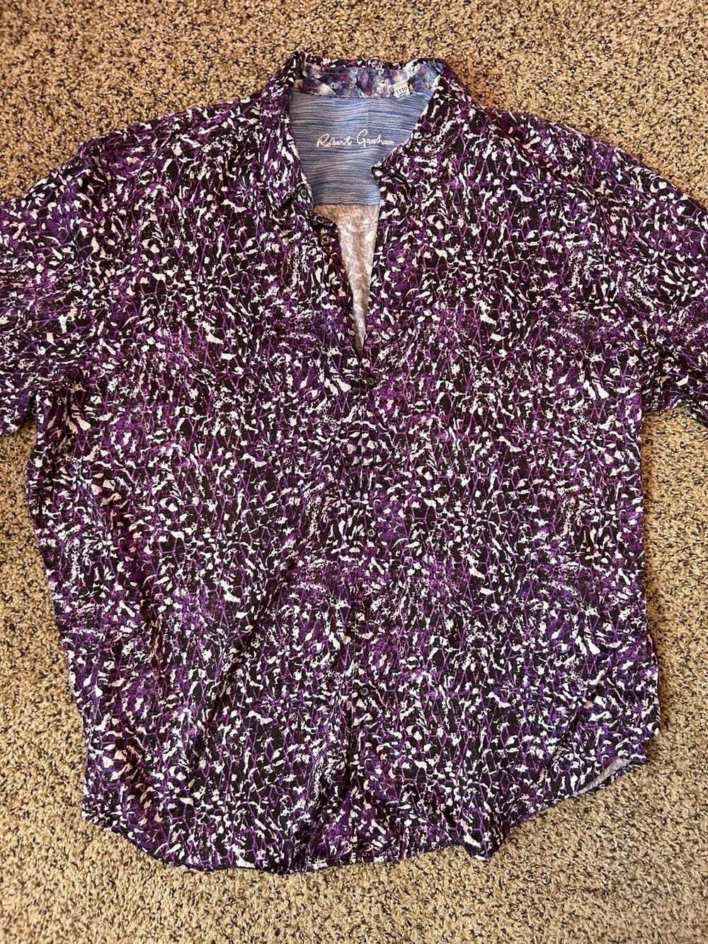 Robert Graham Button-Down Shirt Size 2XL Purple Abstract Art Geometric